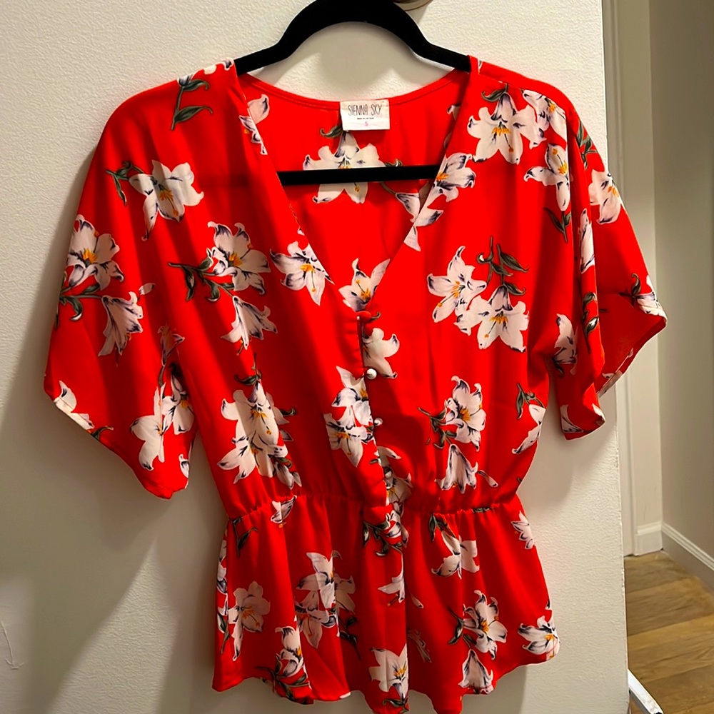 Sienna Sky Small Floral Short Sleeve Blouse